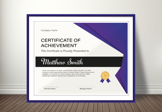 White and Purple Elegant Certificate of Achievement Template