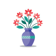Vector Nice Vase with flowers, simple and clean design illustration On a White Background