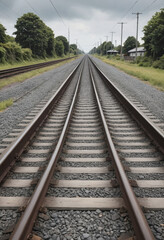 Fototapeta premium Railway tracks disappearing into the distance 
