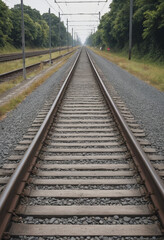 Fototapeta premium Railway tracks disappearing into the distance 