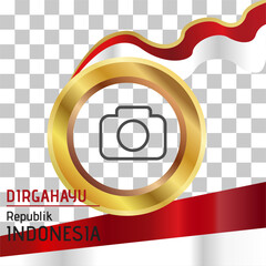 Indonesian Independence Day Design Frame with Red and White Flag
