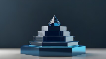 Crystal podium diamond 3d background display glass jewelry product render blue platform. Podium ice crystal stand diamond stage gem white abstract pedestal stone purple luxury sapphire cosmetic scene
