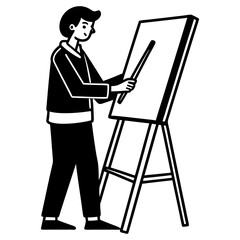 student drawing on an easel vector art illustration 