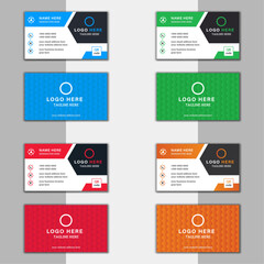 Set of Double-sided Red,Green,Orenge,blue color Professional Business Card Design Template. Simple, Modern, Editable, Elegant, Stylish, Creative, corporate identity-Vector design Horizontal layout.

