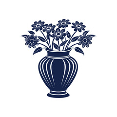 Vector Nice Vase with flowers, simple and clean design illustration On a White Background