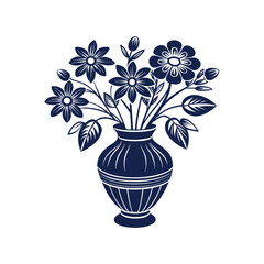 Vector Nice Vase with flowers, simple and clean design illustration On a White Background