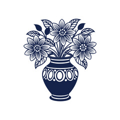 Vector Nice Vase with flowers, simple and clean design illustration On a White Background
