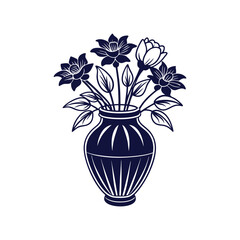 Vector Nice Vase with flowers, simple and clean design illustration On a White Background