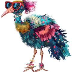 Obraz premium Ibise Eclectic animal fashion cartoon isolated whitebackground