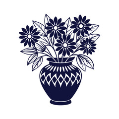Vector Nice Vase with flowers, simple and clean design illustration On a White Background