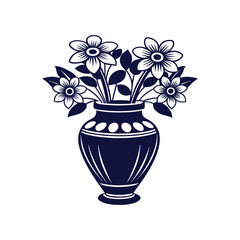 Vector Nice Vase with flowers, simple and clean design illustration On a White Background