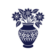 Vector Nice Vase with flowers, simple and clean design illustration On a White Background