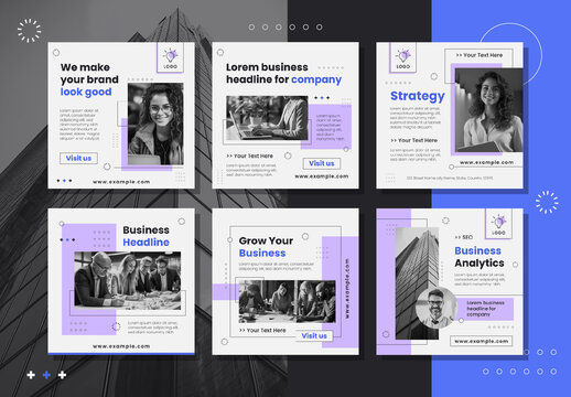 Black and White Modern Business Social Media Template