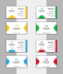 Set of Double-sided Red,Green,Yellow,blue color Professional Business Card Design Template. Simple, Modern, Editable, Elegant, Stylish, Creative, corporate identity-Vector design Horizontal layout.
