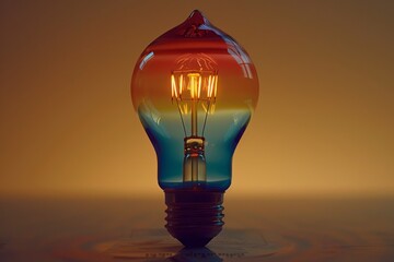Artistic photo of a colorful light bulb with a gradient effect symbolizing creativity and bright ideas in a unique design