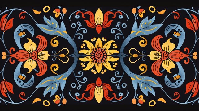 Set Crimean Tatar pattern "Tree of Life". Vector hand drawn National crimean tatar pattern illustration
