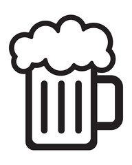 Beer mug icon with foam isolated on a white background. Beer mug emoji illustration. Cheer up friend. Lager beer. Have a beer with your friends. Great for pub menu illustrations. Cold drinks concept.