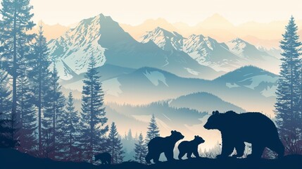 Forest trees in woodland animals habitat