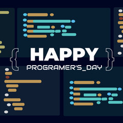 Social media poster for International Programmer's day, September 13, poster for celebration of programmer day, blue technology background