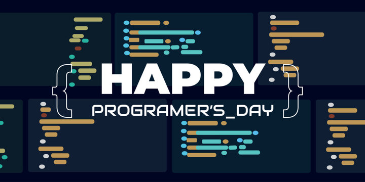 Social media poster for International Programmer's day, September 13, poster for celebration of programmer day, blue technology background