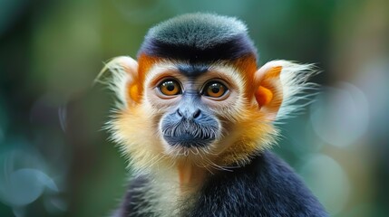 Obraz premium One Red-shanked douc family in the sun set at Son Tra island