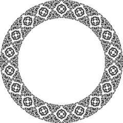 Round frame with abstract shapes pattern. Vector illustration isolated on white background.