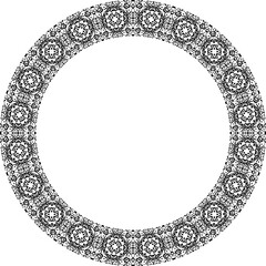 Round frame with abstract shapes pattern. Vector illustration isolated on white background.