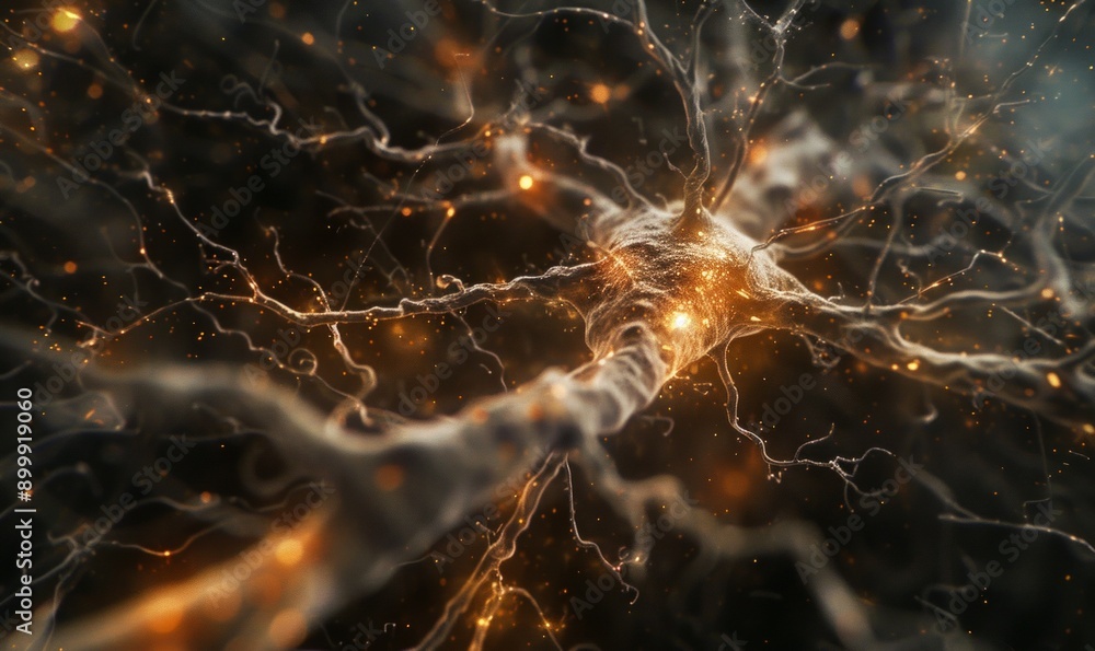 Poster detailed look at the structure of a neuron, highlighting the dendrites and synapses