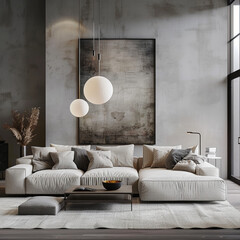 Capturing the unique blend of functionality and style in a living room adorned with minimalist scandinavian sofa furniture.