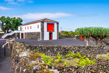 Historic traditional buildings in vineyard culture on Pico island, Azores, Portugal