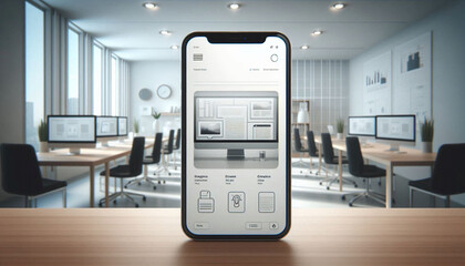 Close-up de Computador Portátil  celular com Gráficos e Códigos de Programação em Ambiente de Escritório Moderno