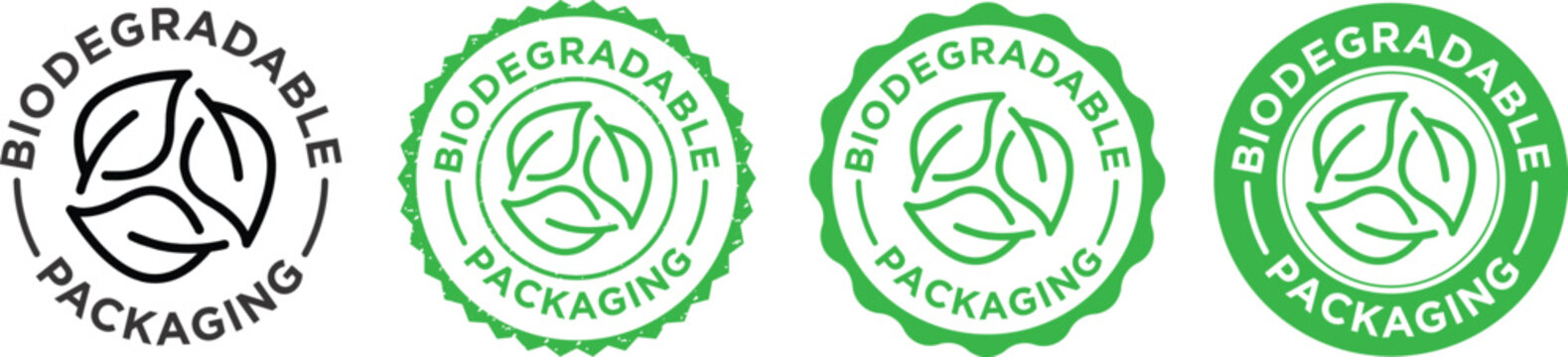 Biodegradable packaging vector icon badge logo