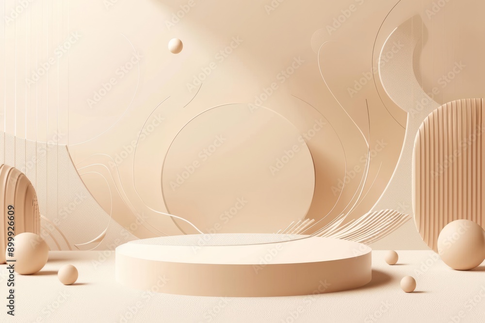 Poster abstract geometric shapes in light brown creating a modern and minimalist background