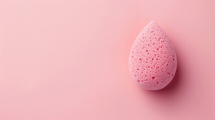 Makeup sponge on a pink background used for applying products Top notch image with accompanying text