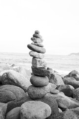 pile of stones on the beach