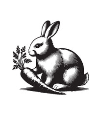 rabbit and carrot vector art,graphics rabbit and carrots icons set,vintage illustration rabbit and carrot clipart,vector rabbit and carrots flat style artwork design