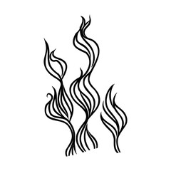 Underwater sea weed, laminaria spirulina seaweed sketch icon.