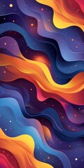 Abstract background with colorful rounded shapes and vibrant wavy patterns