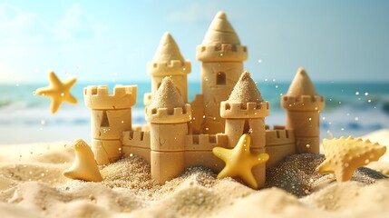 Create a whimsical sandcastle icon, reminiscent of beach vacations.