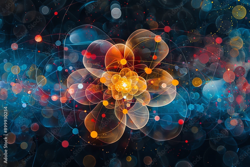 Aufkleber Abstract digital art with colorful particle waves and dynamic energy flow, creating a mesmerizing visual effect perfect for creative projects.