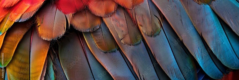 Aufkleber detailed close-up of bird feathers displaying rich colors on a soft background