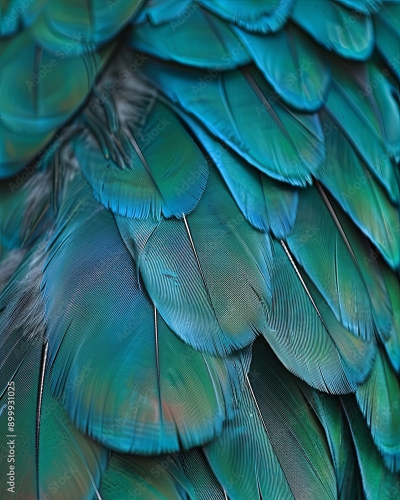 Poster exquisite peacock feather pattern on soft color background captured in natural light