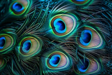 Obraz premium Captivating Peacock Feather Pattern Displayed On A Soft Background In Gentle Hues