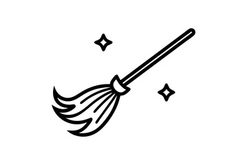 Download High-Quality Magic Broom Vector Icon | Free Vector Line Art for Designers