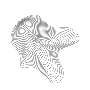 recommend clip art: Abstract organic ripple line shape pattern vector. Topography circle. Liquid irregular ring. Fluid geometric shape. Dynamic wavy black form isolated on white background. Graphic flow element.