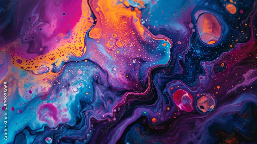 Aufkleber a dynamic abstract image showcasing vibrant blue and orange liquid patterns. the swirling colors and