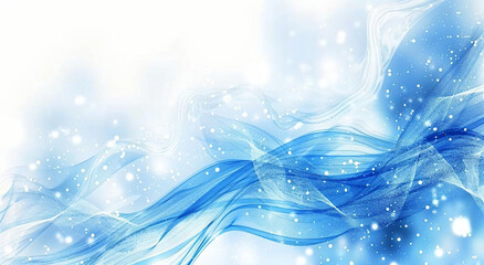 Abstract Blue and White Waves with Sparkle Background.