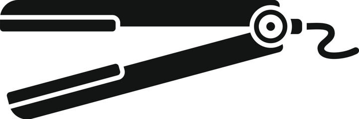 Black icon of a hair straightener, a hairdressing tool for straightening hair
