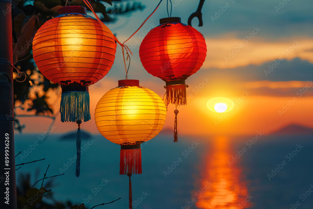 Wall mural Lanterns at Sunset.