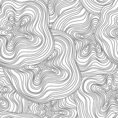 Abstract tree rings pattern.Topographic map concept background. Thin black lines on white hand drawn.